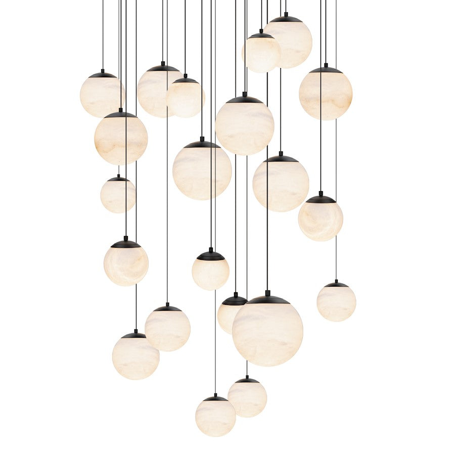 Modern Forms Pisces 21Lt 26" LED Round Pendant/CCT, Black - PD-34421R-BK