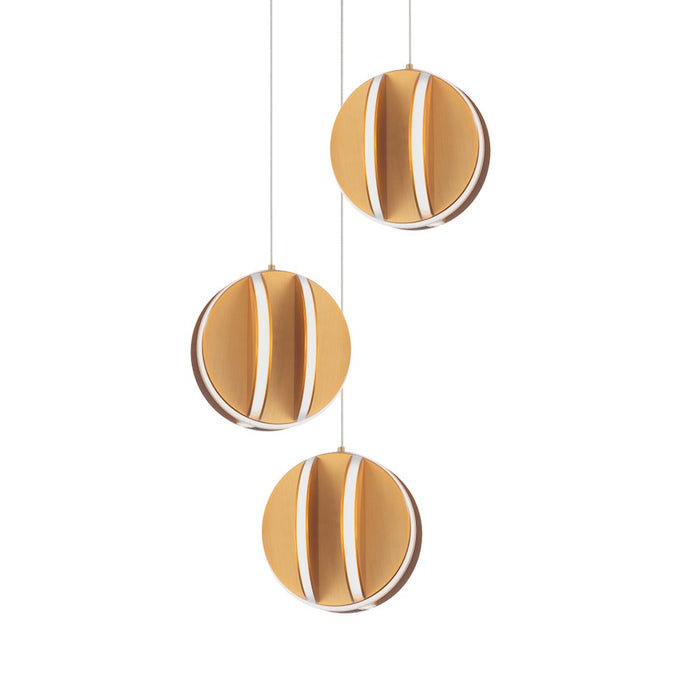 Modern Forms Carillion LED 3 Light Pendant/3000K, Aged Brass - PD-36203R-AB