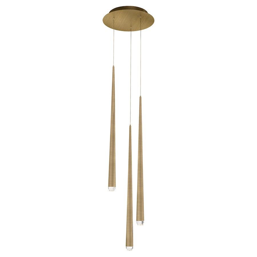 Modern Forms Cascade LED 3Lt Crystal Round Pendant/3500K, Brass - PD-41703R-AB