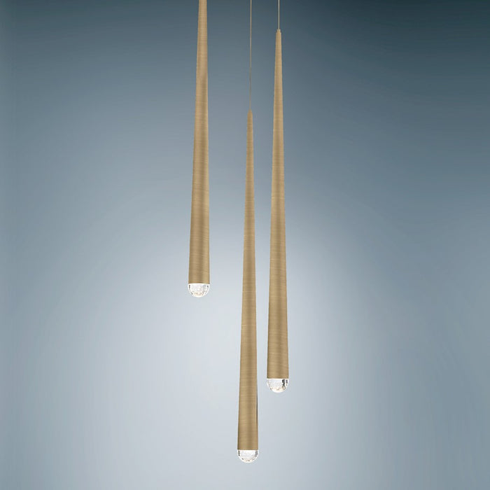 Modern Forms Cascade LED 3Lt Crystal Round Pendant/3500K, Brass