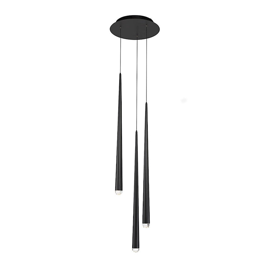 Modern Forms Cascade LED 3Lt Crystal Round Pendant/3500K, Black - PD-41703R-BK