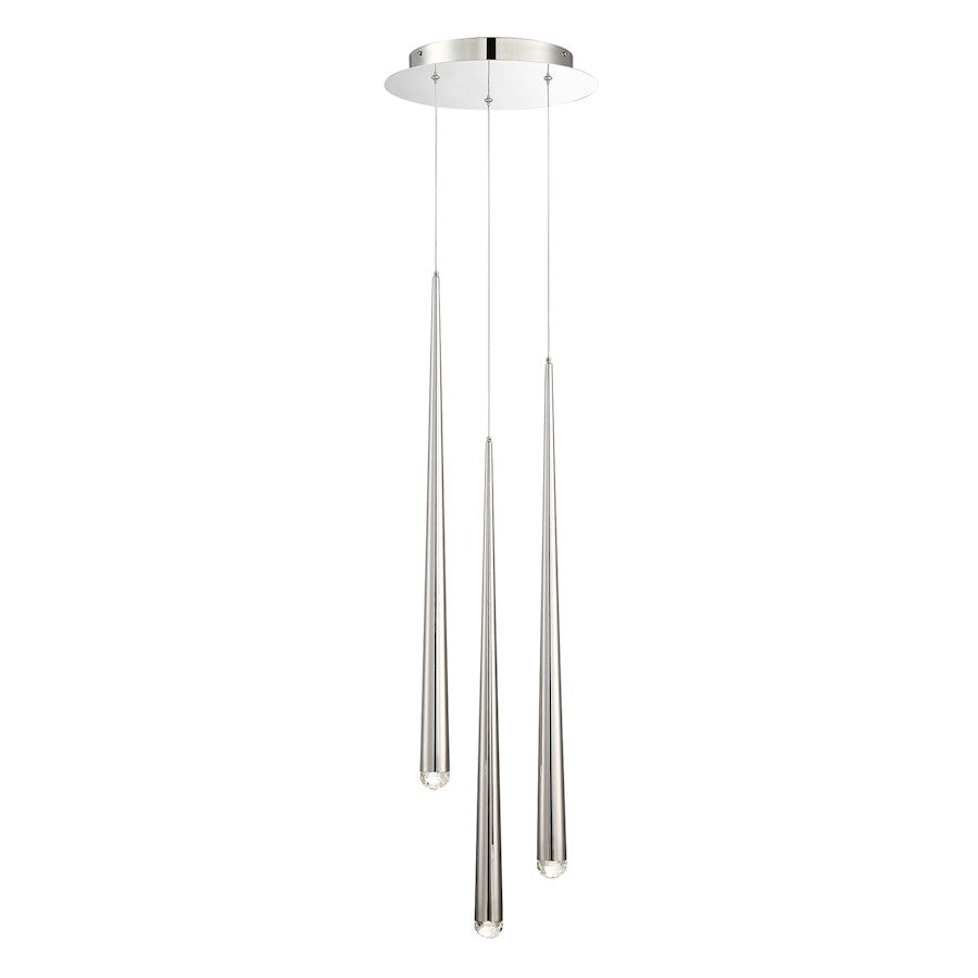 Modern Forms Cascade LED 3Lt Crystal Round Pendant/3500K, Nickel - PD-41703R-PN