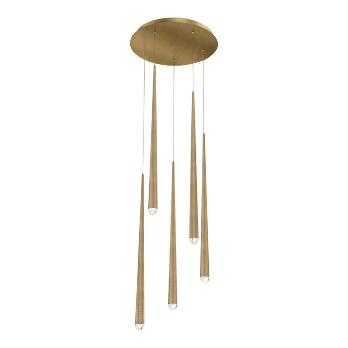 Modern Forms Cascade LED 5Lt Crystal Round Pendant/3500K, Brass - PD-41705R-AB