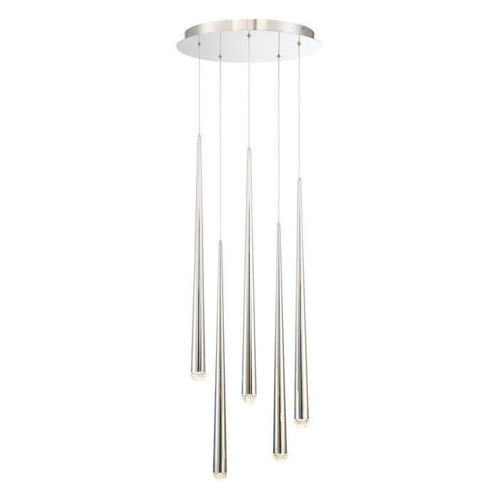 Modern Forms Cascade LED 5Lt Crystal Round Pendant/3500K, Nickel - PD-41705R-PN