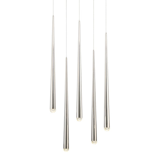 Modern Forms Cascade LED 5Lt Crystal Round Pendant/3500K, Nickel