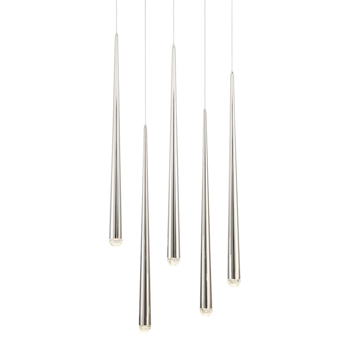 Modern Forms Cascade LED 5Lt Crystal Round Pendant/3500K, Nickel