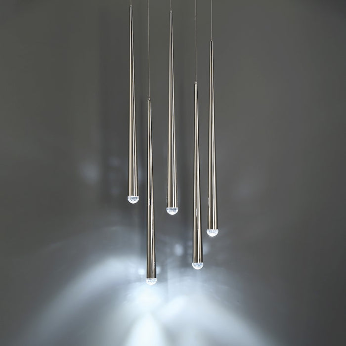 Modern Forms Cascade LED 5Lt Crystal Round Pendant/3500K, Nickel