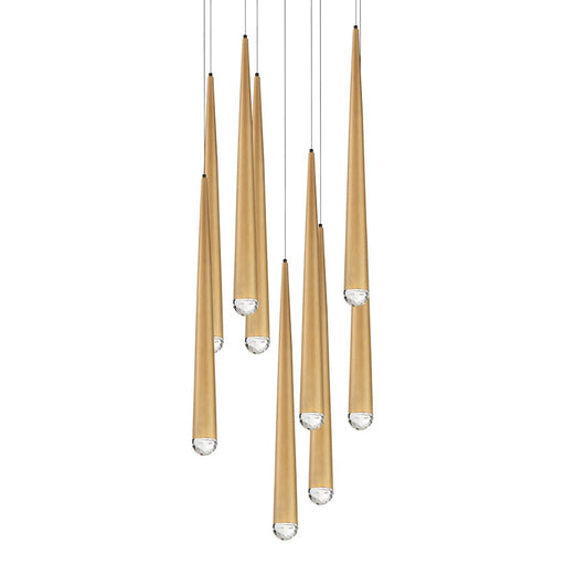 Modern Forms Cascade LED 9Lt Crystal Round Pendant/3500K, Brass - PD-41709R-AB