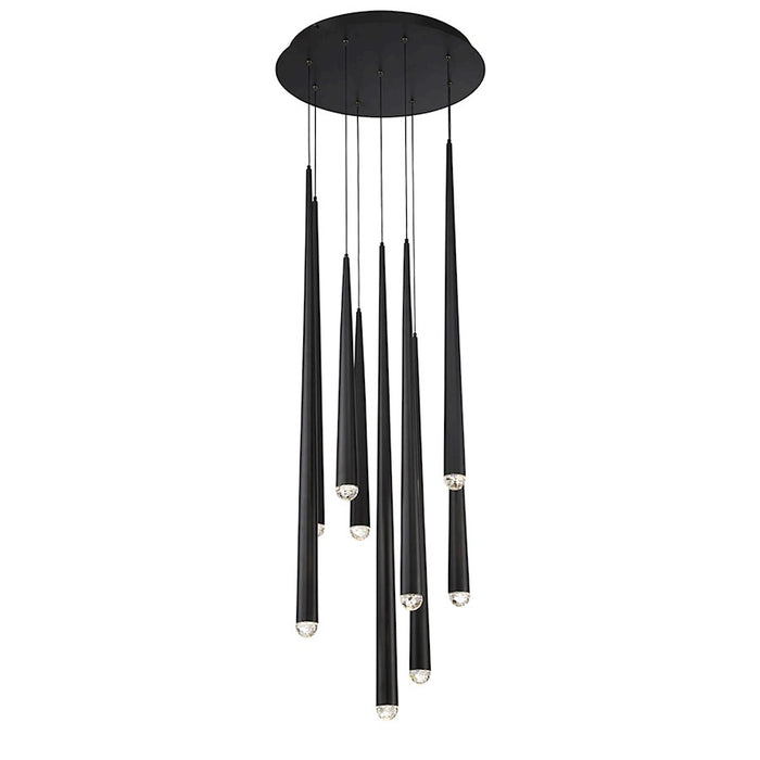 Modern Forms Cascade LED 9Lt Crystal Round Pendant/3500K, Black