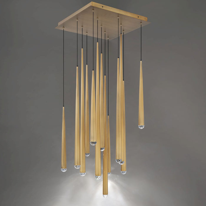 Modern Forms Cascade 13Lt 20" LED Square Pendant/3500K, Brass