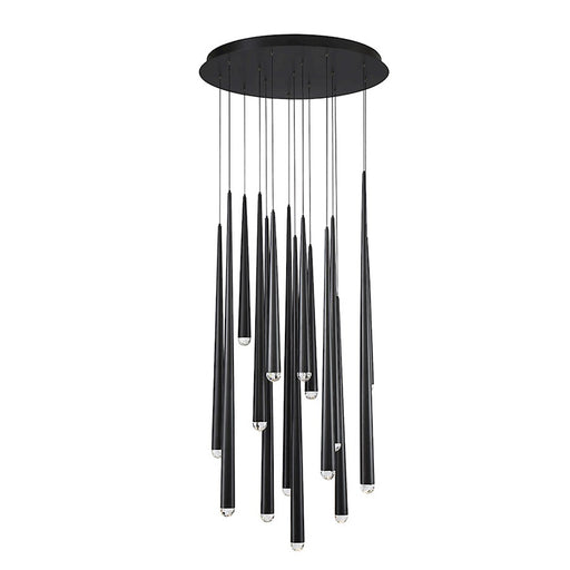 Modern Forms Cascade LED 15Lt Crystal Round Pendant/3500K, Black - PD-41715R-BK