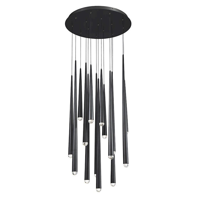 Modern Forms Cascade LED 15Lt Crystal Round Pendant/3500K, Black