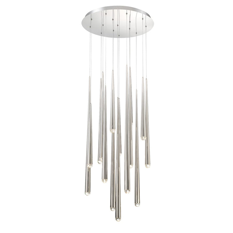 Modern Forms Cascade LED 15Lt Crystal Round Pendant/3500K, Nickel - PD-41715R-PN