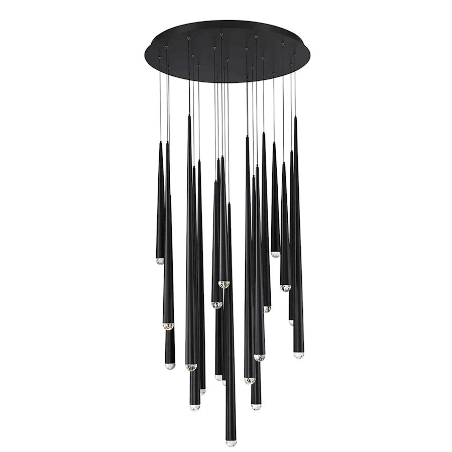 Modern Forms Cascade LED 21Lt Crystal Round Pendant/3500K, Black - PD-41721R-BK