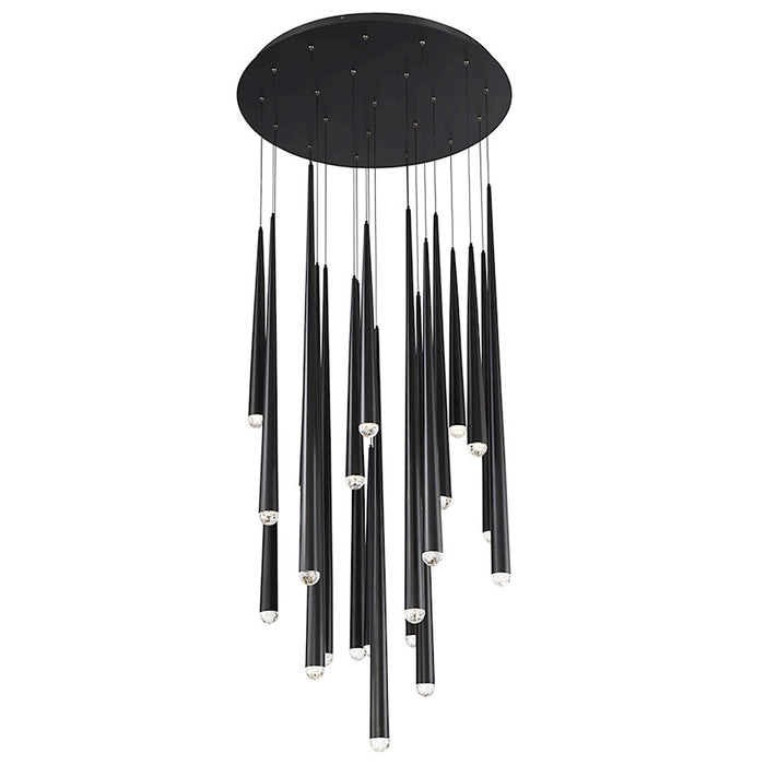 Modern Forms Cascade LED 21Lt Crystal Round Pendant/3500K, Black