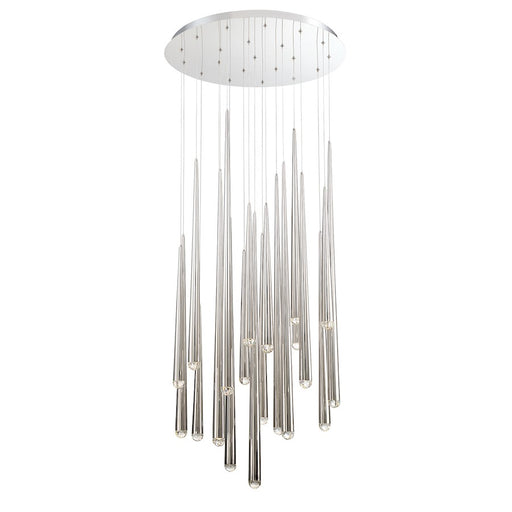 Modern Forms Cascade LED 21Lt Crystal Round Pendant/3500K, Nickel - PD-41721R-PN