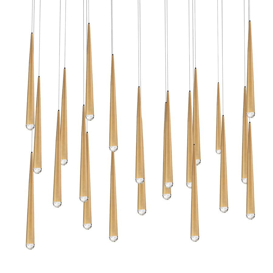 Modern Forms Cascade LED 23Lt Crystal Linear Pendant/3500K, Brass - PD-41723L-AB