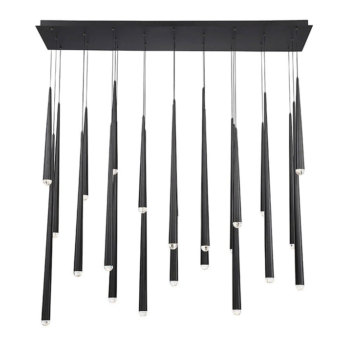 Modern Forms Cascade LED 23Lt Crystal Linear Pendant/3500K, Black - PD-41723L-BK