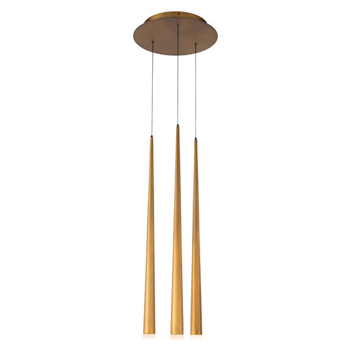 Modern Forms Cascade LED 3Lt Etched Round Pendant/3500K, Brass