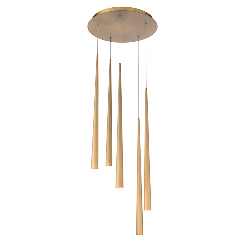 Modern Forms Cascade LED 5Lt Etched Round Pendant/3500K, Brass - PD-41805R-AB
