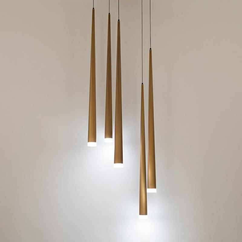 Modern Forms Cascade LED 5Lt Etched Round Pendant/3500K, Brass