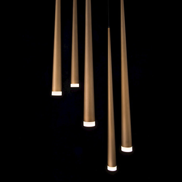 Modern Forms Cascade LED 5Lt Etched Round Pendant/3500K, Brass