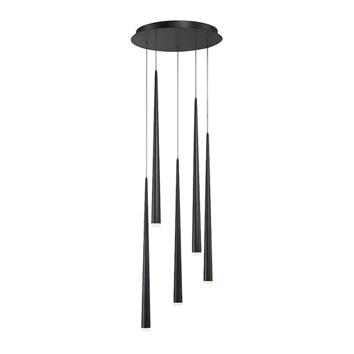 Modern Forms Cascade LED 5Lt Etched Round Pendant/3500K, Black - PD-41805R-BK