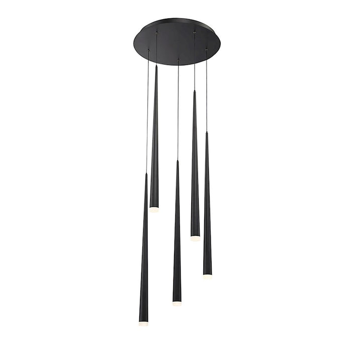 Modern Forms Cascade LED 5Lt Etched Round Pendant/3500K, Black