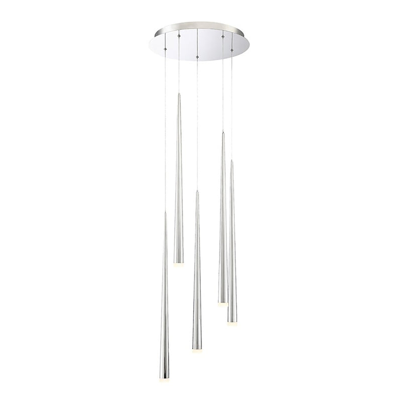 Modern Forms Cascade LED 5Lt Etched Round Pendant/3500K, Nickel - PD-41805R-PN