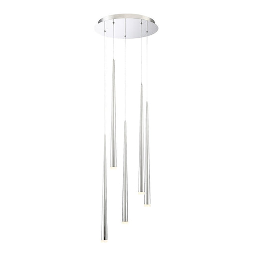 Modern Forms Cascade LED 5Lt Etched Round Pendant/3500K, Nickel - PD-41805R-PN