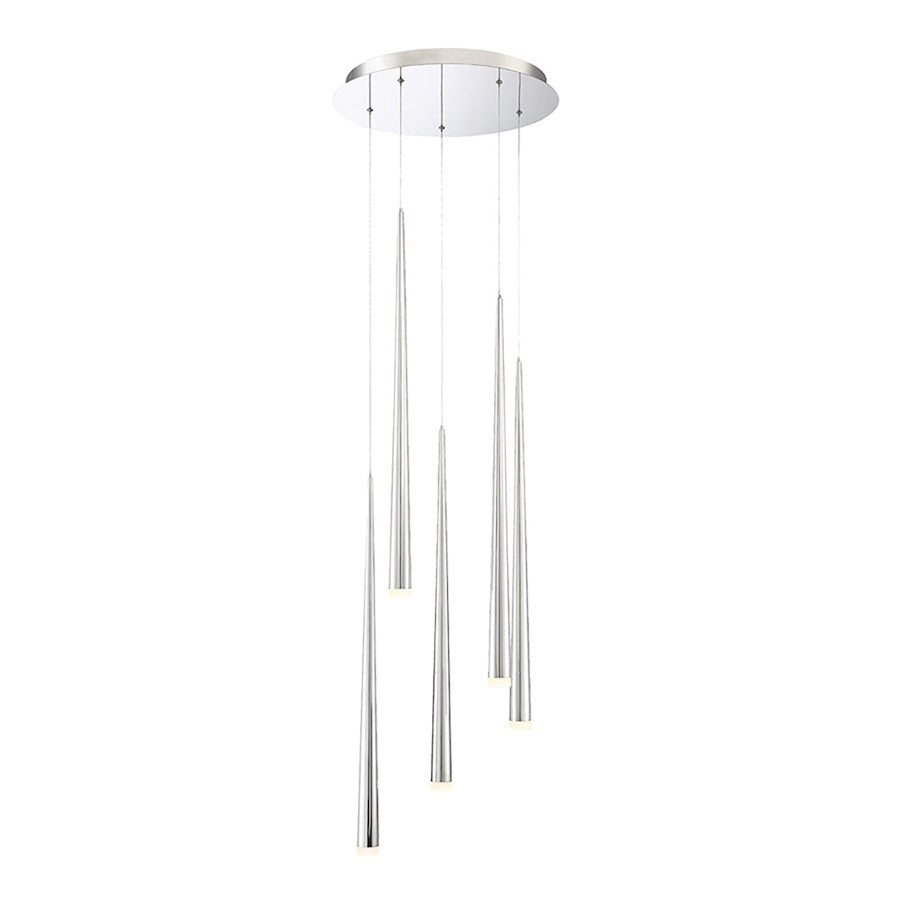 Modern Forms Cascade LED 5Lt Etched Round Pendant/3500K, Nickel - PD-41805R-PN