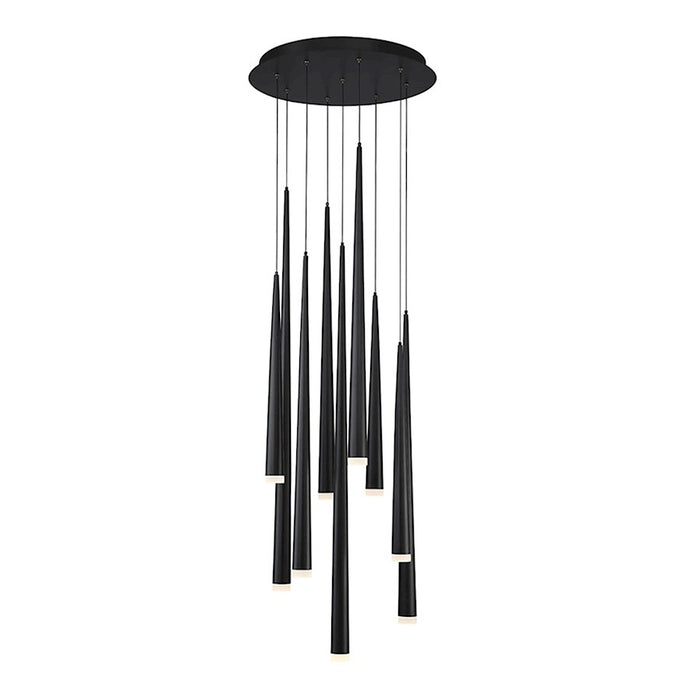 Modern Forms Cascade LED 9Lt Etched Round Pendant/3500K, Black - PD-41809R-BK