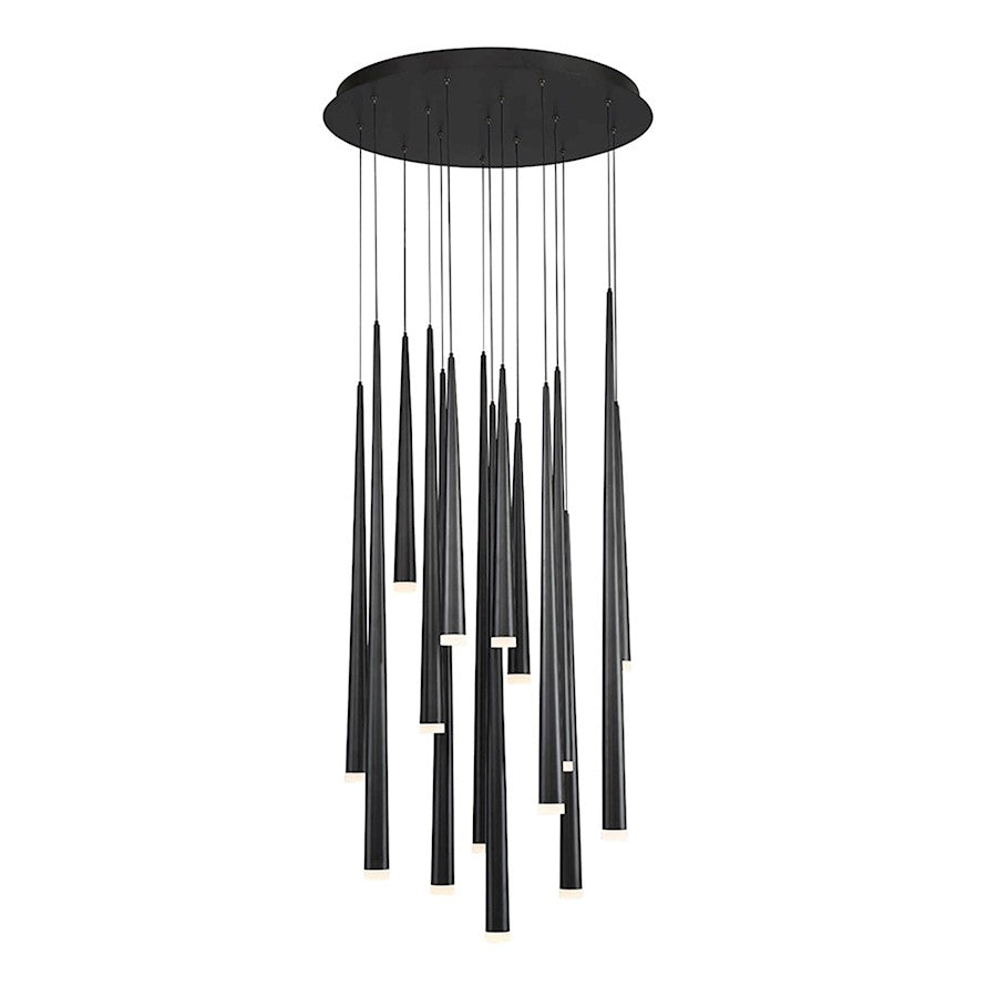 Modern Forms Cascade LED 15Lt Etched Round Pendant/3500K, Black - PD-41815R-BK