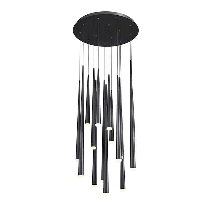 Modern Forms Cascade LED 15Lt Etched Round Pendant/3500K, Black