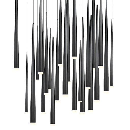 Modern Forms Cascade 25Lt 28" LED SQ Pendant/3500K, Black/Frosted - PD-41825S-BK