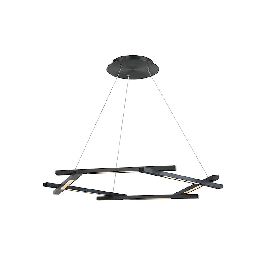 Modern Forms Metric 6 Light 38" LED Pendant/3000K, Black - PD-43738-BK