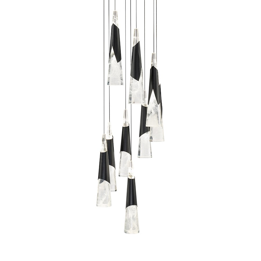 Modern Forms Kilt 9Lt 17" LED Round Multi Pendant/CCT, Black - PD-44409R-BK