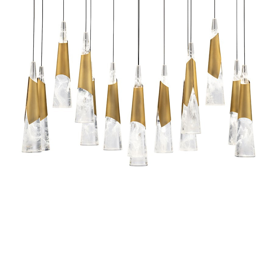 Modern Forms Kilt 14Lt 40" LED Linear Pendant/CCT, Brass - PD-44414L-AB