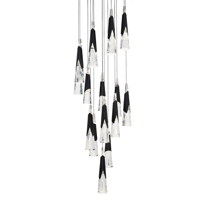 Modern Forms Kilt 15Lt 23" LED Round Multi Pendant/CCT, Black - PD-44415R-BK