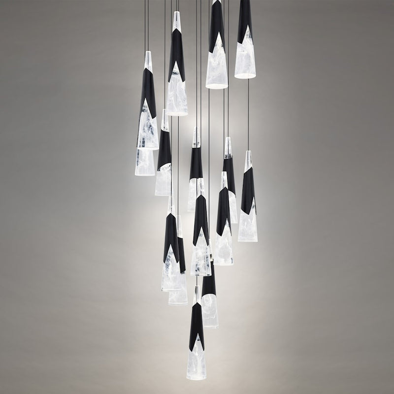 Modern Forms Kilt 15Lt 23" LED Round Multi Pendant/CCT, Black