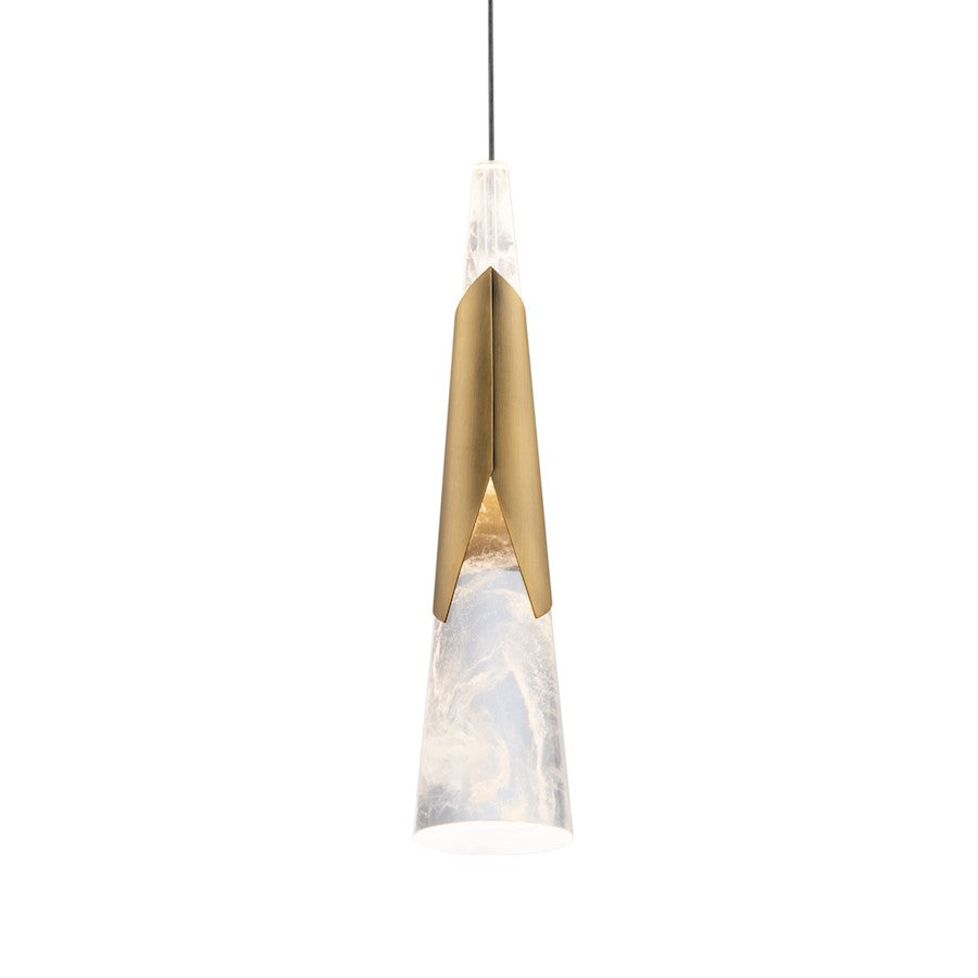 Modern Forms Kilt 1Lt 16" LED Mini Pendant/2700K, Brass - PD-44416-27-AB