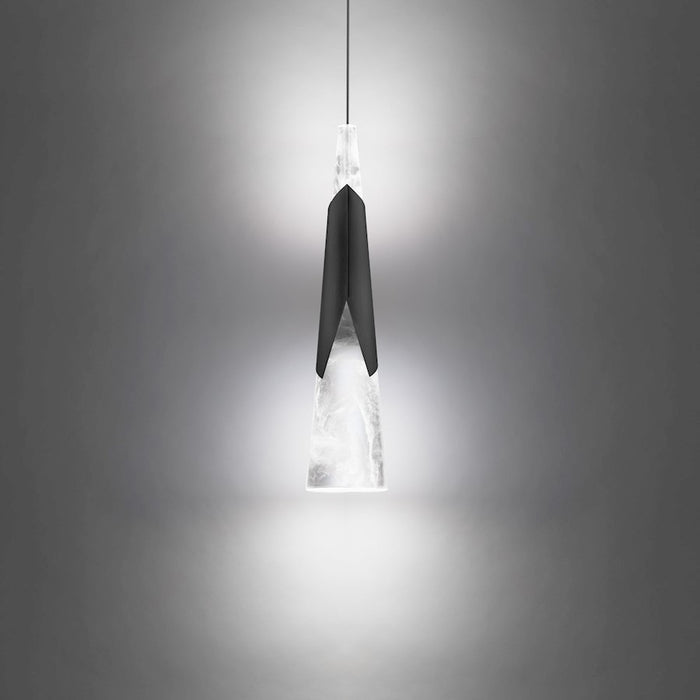 Modern Forms Kilt 1 Light 16" LED Mini Pendant/2700K, Black