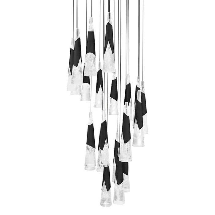 Modern Forms Kilt 21Lt 26" LED Round Multi Pendant/CCT, Black - PD-44421R-BK