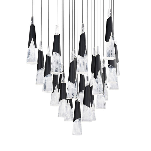 Modern Forms Kilt 25Lt 28" LED Square Pendant/CCT, Black - PD-44425S-BK