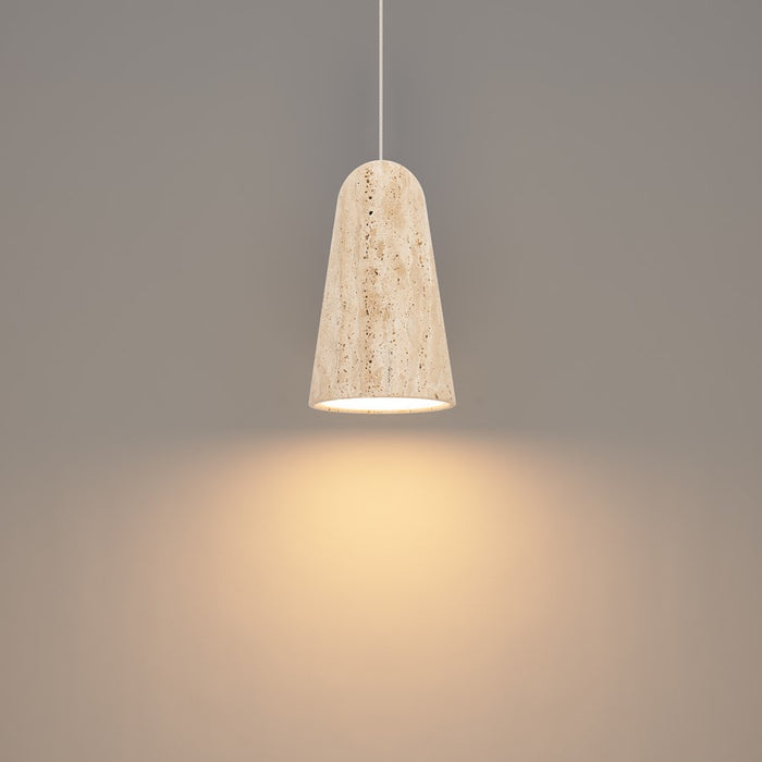 Modern Forms Pompeii 6" LED Mini-Pendant, 3000K, Beige/Brass
