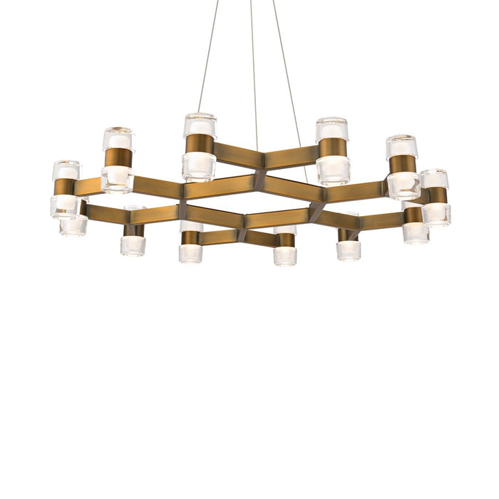 Modern Forms Dashe 24Lt 36" LED Chandelier, Aged Brass/Clear - PD-4536-AB