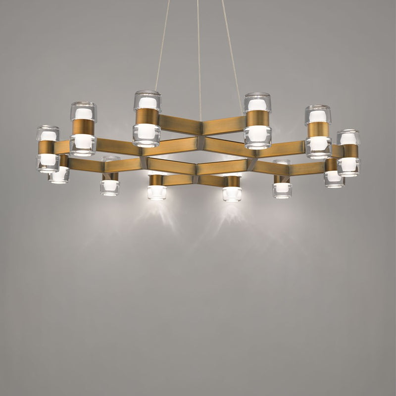 Modern Forms Dashe 24Lt 36" LED Chandelier, Aged Brass/Clear