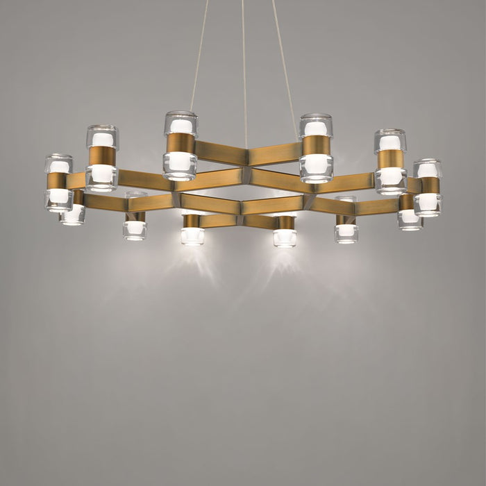 Modern Forms Dashe 24Lt 36" LED Chandelier, Aged Brass/Clear