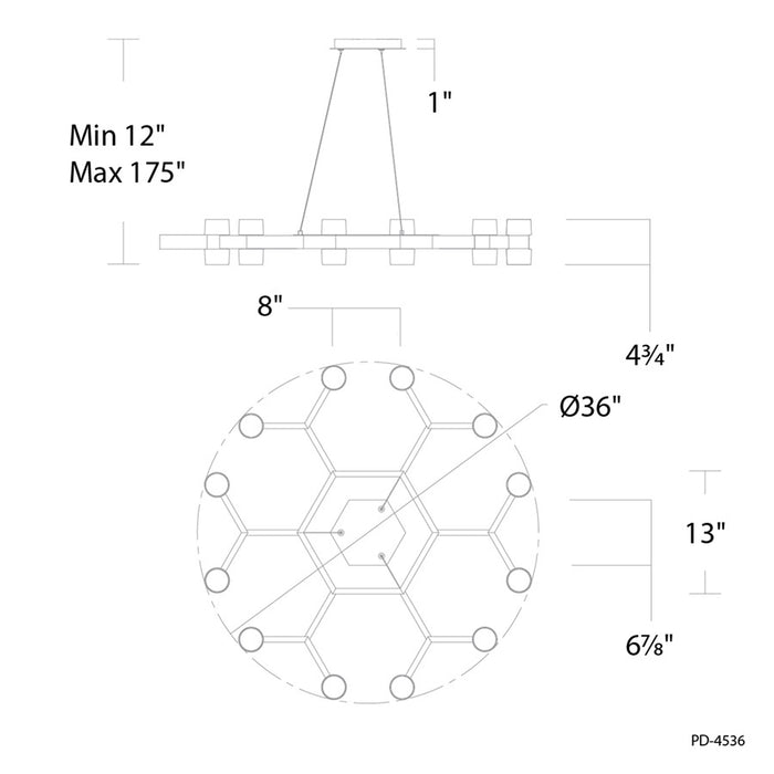 Modern Forms Dashe 24Lt 36" LED Chandelier, Aged Brass/Clear
