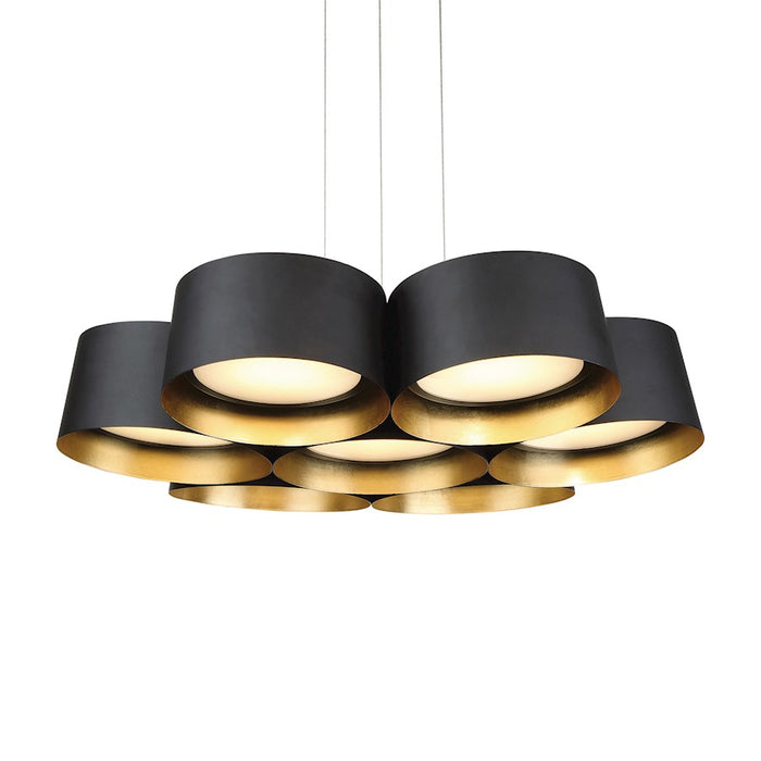 Modern Forms Marimba 7Lt 24" LED Chandelier/3000K, Black/Gold Leaf